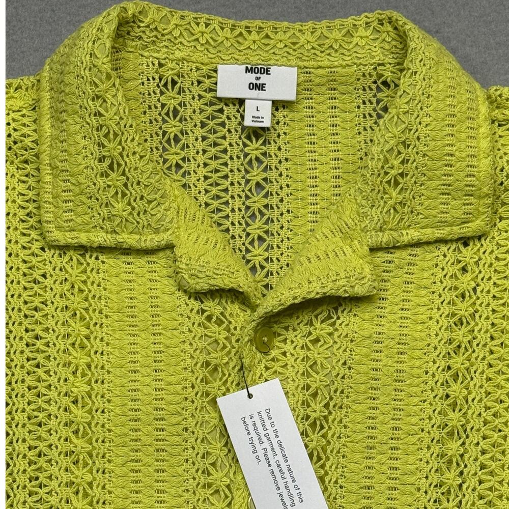 Mode of One Men's Crochet Relaxed fit Camp Shirt Harvest Pear Large $50 - Picture 4 of 7